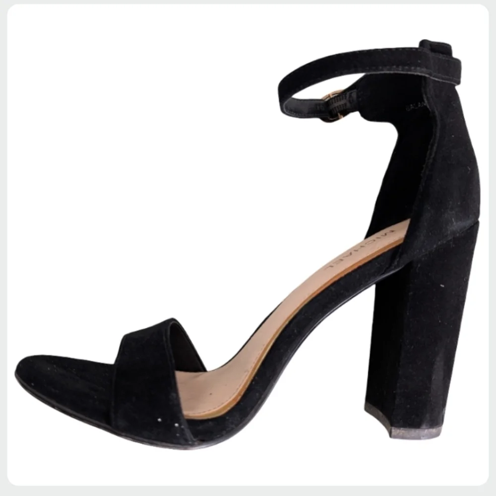 Michael By Michael Shannon Sammey Black Suede Block Heel Sandals Size 7
